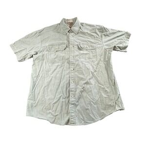 VTG LL Bean Men's L Short Sleeve Button-Up Shirt Light Green Casual 270135